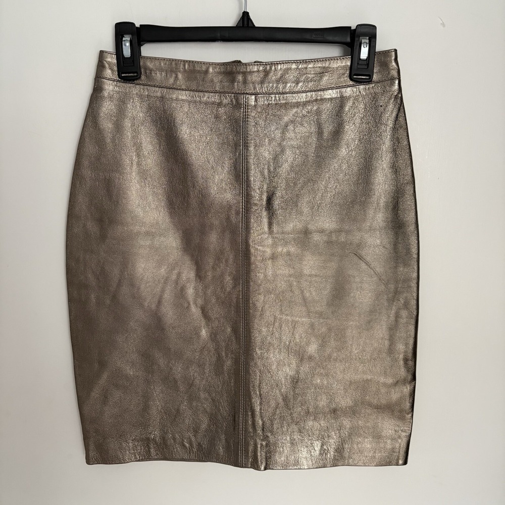 Hugo Buscati  Vintage Bronze/Gold Metallic Leather Skirt Mini Size 2